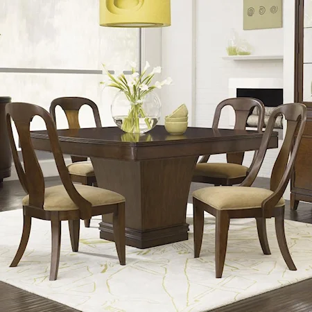 Transitional 5 Piece Pedestal Dining Set